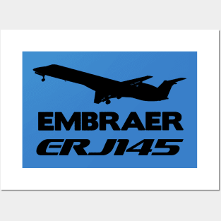 Embraer ERJ145 Silhouette Print (Black) Posters and Art